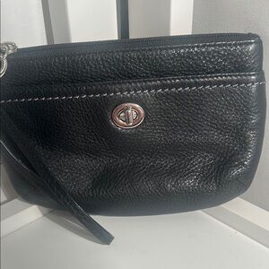 Coach Pebble Black Leather Clutch